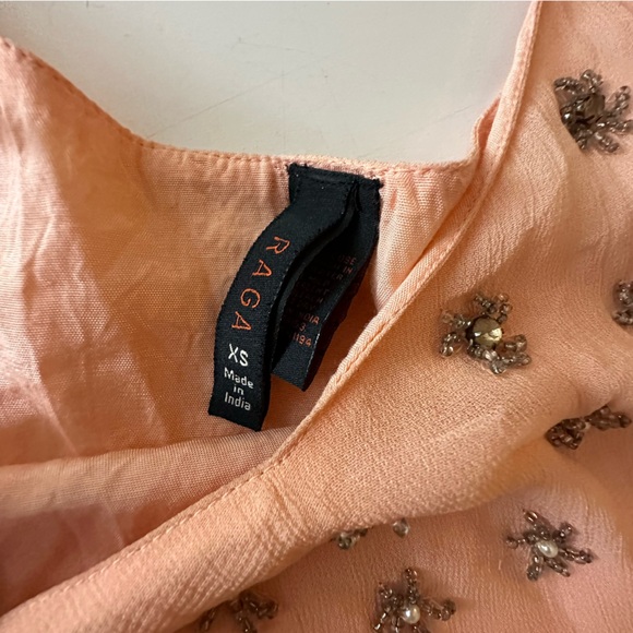 RAGA Orange Stargazing Embellished Beaded Pearl Jeweled Scalloped Hem Dress XS - Picture 8 of 16